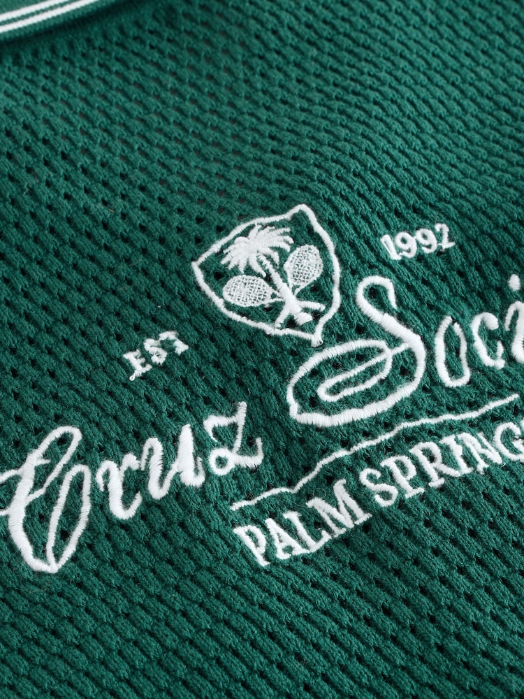Dark Green Button Through Knitted Short Sleeve Polo Shirt (3-16yrs) - Image 8 of 8