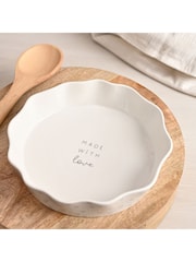 Widdop Cream Round Scolloped Pie Dish Made With Love - Image 1 of 5