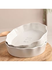Widdop Cream Round Scolloped Pie Dish Made With Love - Image 2 of 5
