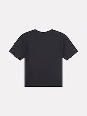 New Balance Black Girls 100% Cotton AOP Fill Logo T-Shirt - Image 2 of 3