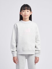 New Balance Grey Girls Stacked Logo Sweatshirt - Image 1 of 8