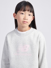 New Balance Grey Girls Stacked Logo Sweatshirt - Image 4 of 8