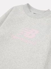 New Balance Grey Girls Stacked Logo Sweatshirt - Image 8 of 8