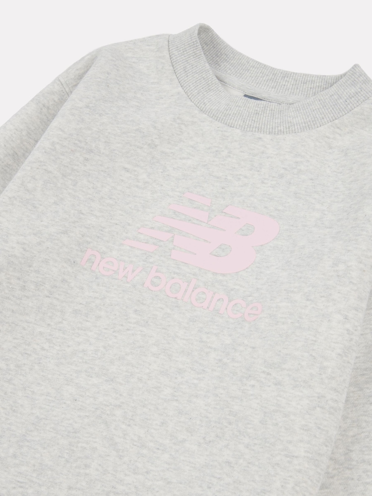 New Balance Grey Girls Stacked Logo Sweatshirt - Image 8 of 8