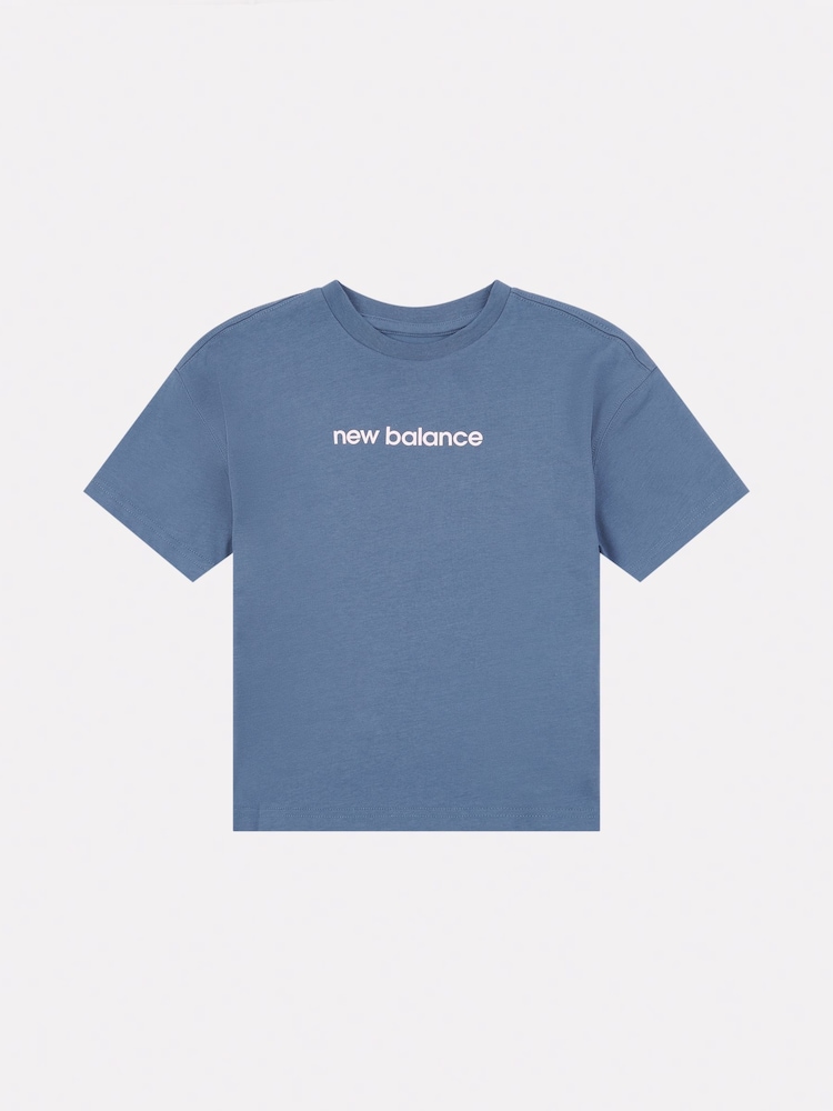 New Balance Blue Girls 100% Cotton Selfie Graphic T-Shirt - Image 1 of 3