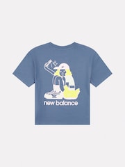 New Balance Blue Girls 100% Cotton Selfie Graphic T-Shirt - Image 2 of 3