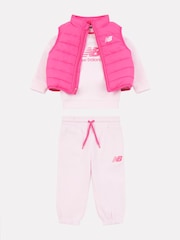 New Balance Red Baby Girls Sweatshirt Joggers & Gilet Set - Image 1 of 6