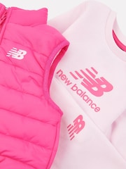 New Balance Red Baby Girls Sweatshirt Joggers & Gilet Set - Image 3 of 6