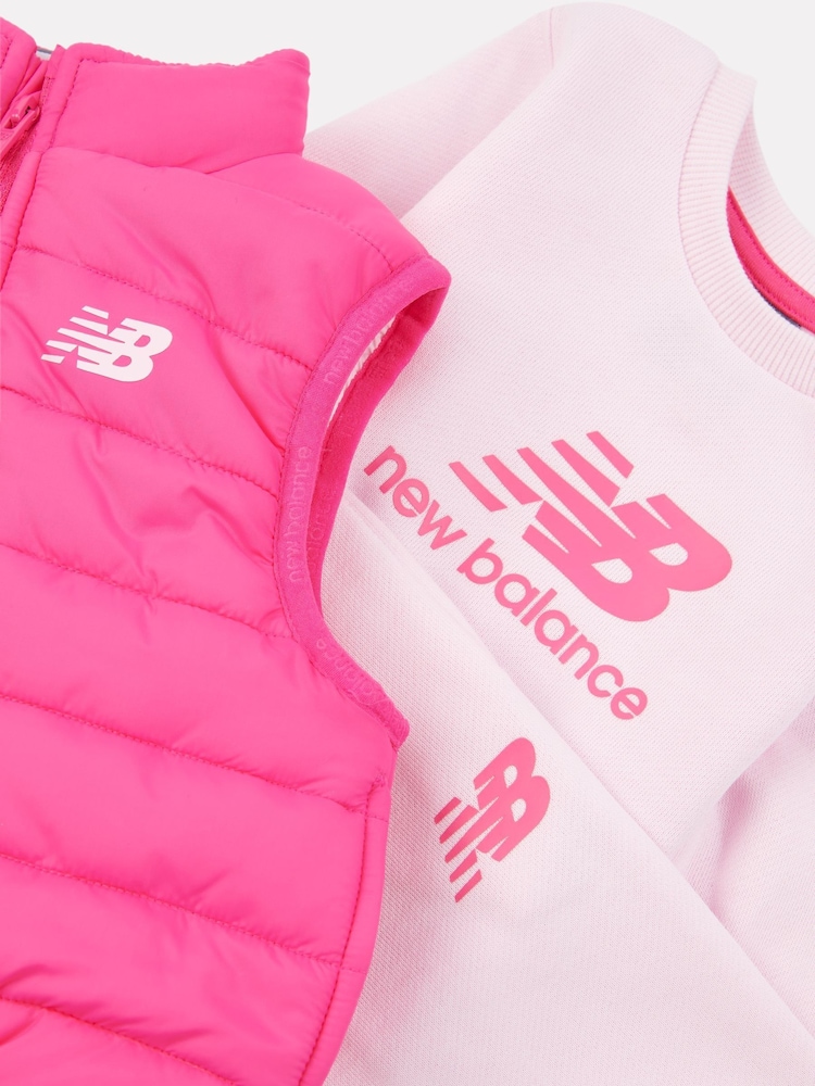 New Balance Red Baby Girls Sweatshirt Joggers & Gilet Set - Image 3 of 6