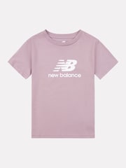 New Balance Red Girls 100% Cotton Stacked Logo T-Shirt - Image 1 of 3