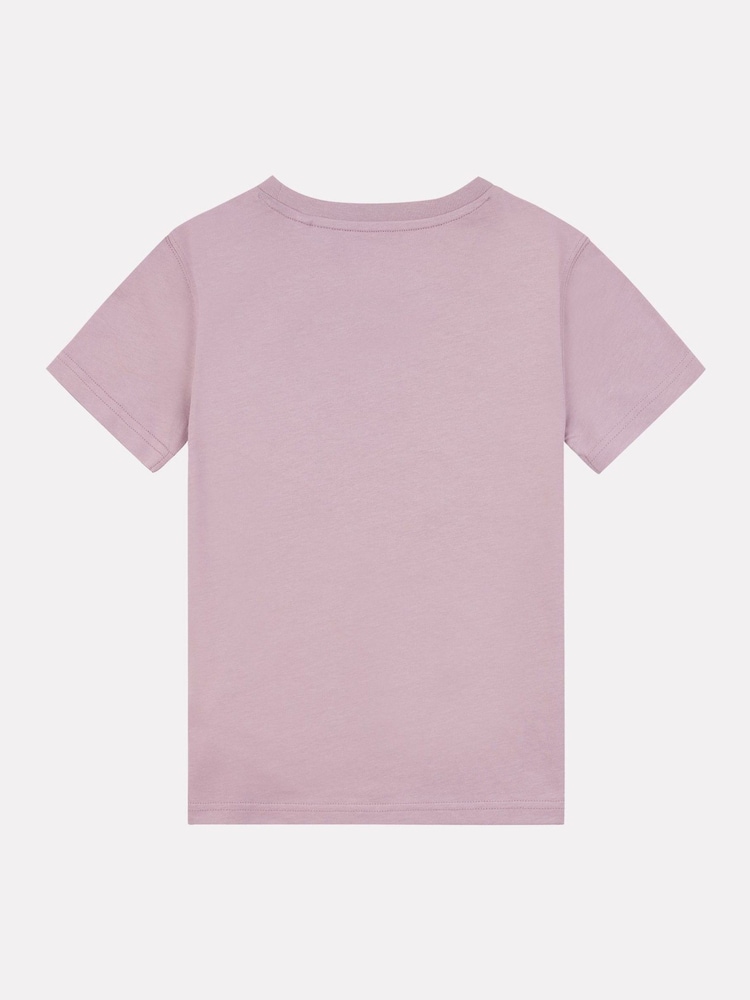 New Balance Red Girls 100% Cotton Stacked Logo T-Shirt - Image 2 of 3
