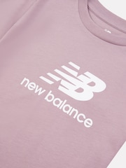 New Balance Red Girls 100% Cotton Stacked Logo T-Shirt - Image 3 of 3