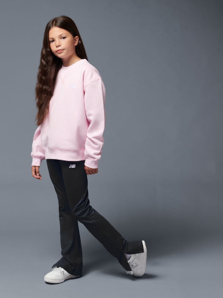 New Balance Black Girls Small Logo Flare Leggings - Image 1 of 4