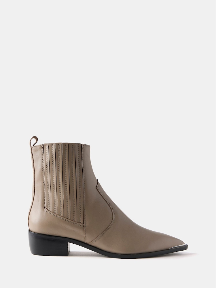 Mint Velvet Natural Leather Western Ankle Boots - Image 2 of 6