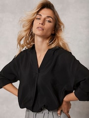 Mint Velvet Black Black Long Sleeved Shirt - Image 1 of 4