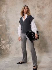 Mint Velvet Grey Sleeveless Tabard 100% Cotton Vest Top - Image 2 of 6