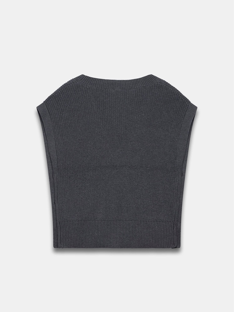 Mint Velvet Grey Sleeveless Tabard 100% Cotton Vest Top - Image 6 of 6
