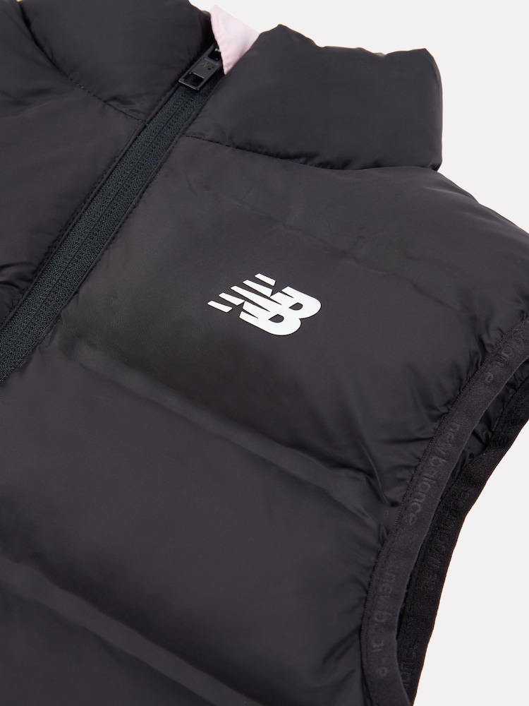 New Balance Black Girls Bond Quilted Gilet - Image 3 of 3