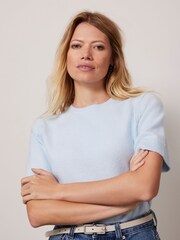 Mint Velvet Blue Wool Blend Knit T-Shirt - Image 4 of 9