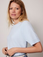 Mint Velvet Blue Wool Blend Knit T-Shirt - Image 5 of 9