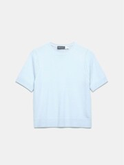 Mint Velvet Blue Wool Blend Knit T-Shirt - Image 7 of 9