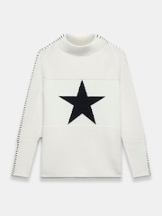 Mint Velvet White Cotton Blend Star Jumper - Image 5 of 7