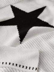 Mint Velvet White Cotton Blend Star Jumper - Image 7 of 7
