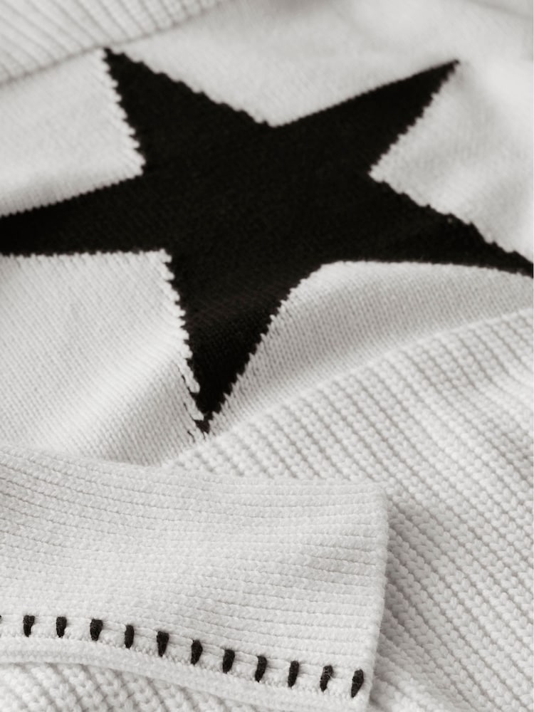 Mint Velvet White Cotton Blend Star Jumper - Image 7 of 7