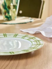 Nina Campbell Set of 4 Green/White Bamboo Dinner Plates - Image 4 of 4