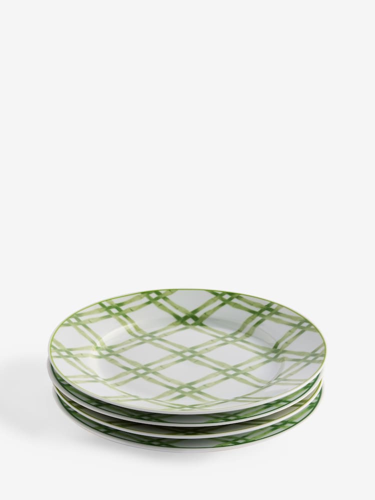 Nina Campbell Set of 4 Green/White Bamboo Side Plates - Image 2 of 4 Nina Campbell Set of 4 Green/White Bamboo Side Plates - Image 2 of 4