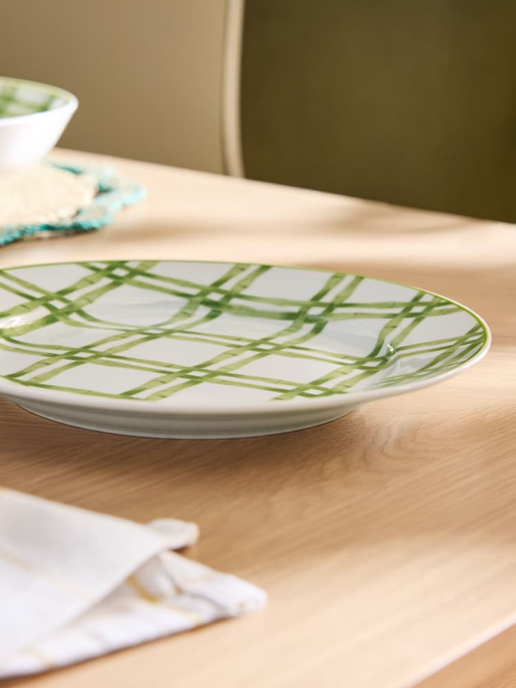 Nina Campbell Set of 4 Green/White Bamboo Side Plates - Image 4 of 4