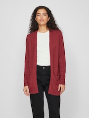 VILA Burgundy Long Sleeve Lightweight Knit Cardigan - Image 1 of 6