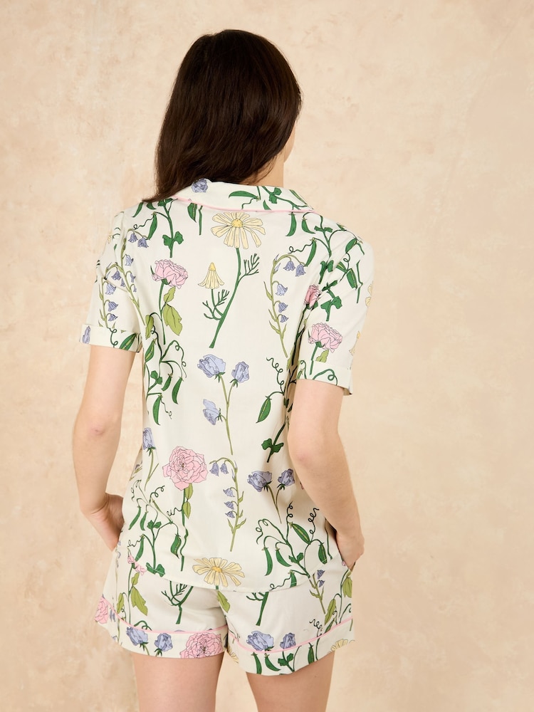 Their Nibs Cream Soft Spring Floral Cotton Short Pyjama Set - Image 2 of 4