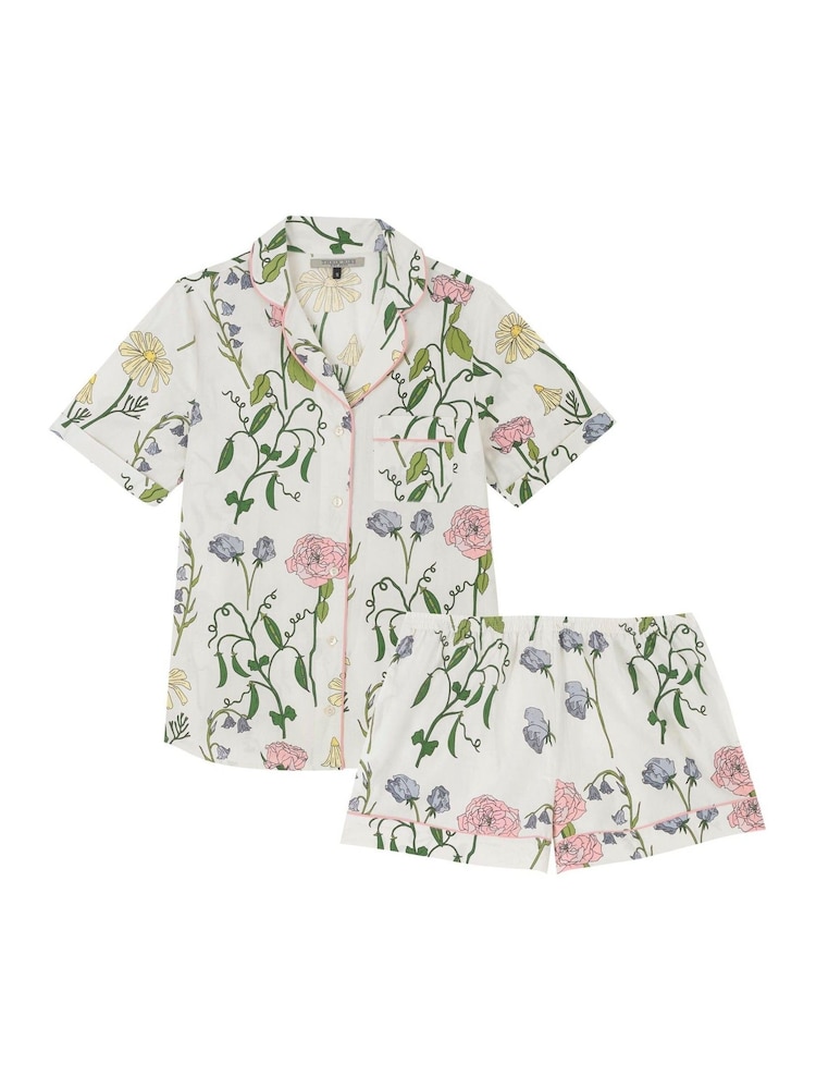 Their Nibs Cream Soft Spring Floral Cotton Short Pyjama Set - Image 4 of 4