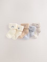 Neutral Embroidered Baby Socks 5 Pack (0mths-2yrs) - Image 1 of 3