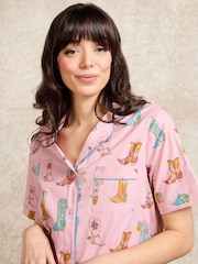 Their Nibs Pink Cowgirl Boots Cotton Short Pyjama Set - Image 4 of 5