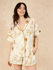 Their Nibs Cream La Luna Oversized Scallop Short Pyjama Set - Image 4 of 5