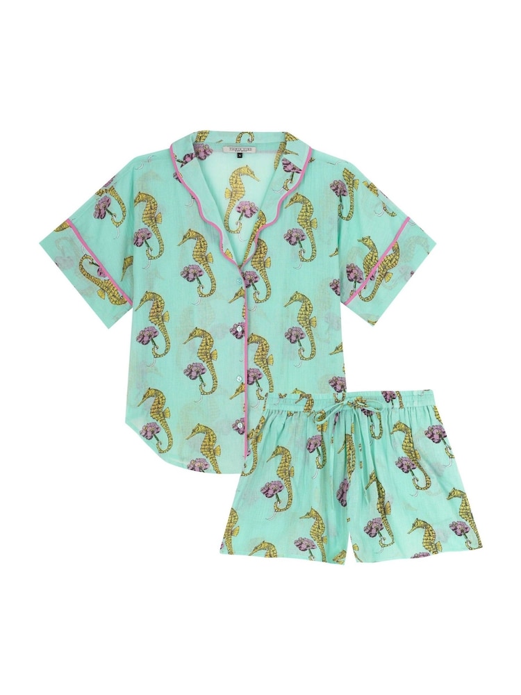 Their Nibs Seahorses Oversize Cotton Voile Short Pyjama Set - Bild 5 von 5