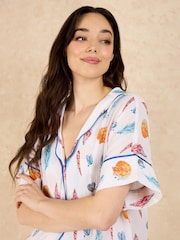 Their Nibs White Beachcomber Crinkle Cotton Oversized Short Pyjama Set - Image 3 of 4