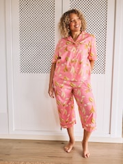 Their Nibs Pink Bananas Short Sleeve Cropped Leg Capri Pyjama Set - Image 1 of 5