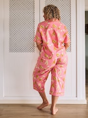 Their Nibs Pink Bananas Short Sleeve Cropped Leg Capri Pyjama Set - Image 2 of 5