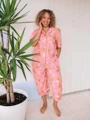 Their Nibs Pink Bananas Short Sleeve Cropped Leg Capri Pyjama Set - Image 3 of 5