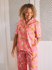 Their Nibs Pink Bananas Short Sleeve Cropped Leg Capri Pyjama Set - Image 4 of 5