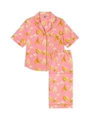 Their Nibs Pink Bananas Short Sleeve Cropped Leg Capri Pyjama Set - Image 5 of 5