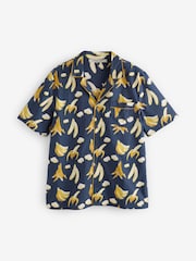 Their Nibs Navy Bananas Mens Short Sleeve Cotton Long Pyjama Set - Image 2 of 4