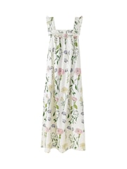 Their Nibs Cream Spring Floral Square Neck Cotton Maxi Nightdress - Image 1 of 1