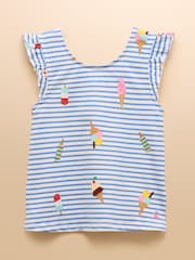 Azul - Joules Butterfly Frill Sleeve Vest - Imagen 1 de 5