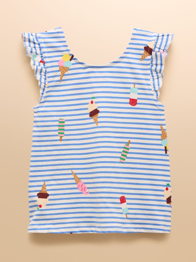 Azul - Joules Butterfly Frill Sleeve Vest - Imagen 2 de 5