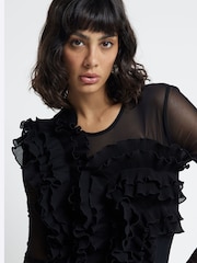 River Island Black Frill Long Sleeve Bodies - Image 4 of 6