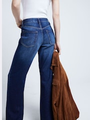 River Island Dark Blue High Waisted Relaxed Straight 100% Cotton Jeans - Image 3 of 5